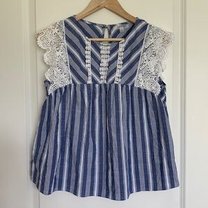 Taylor & Sage Top Blue/White M